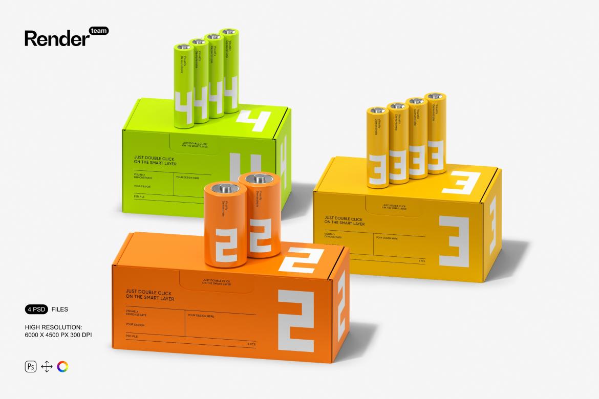Battery Packaging Mockup Set