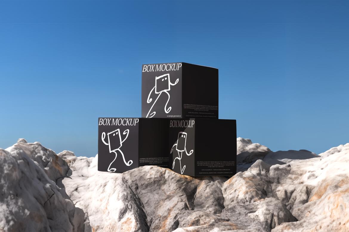 Cliffside packaging boxes mockup