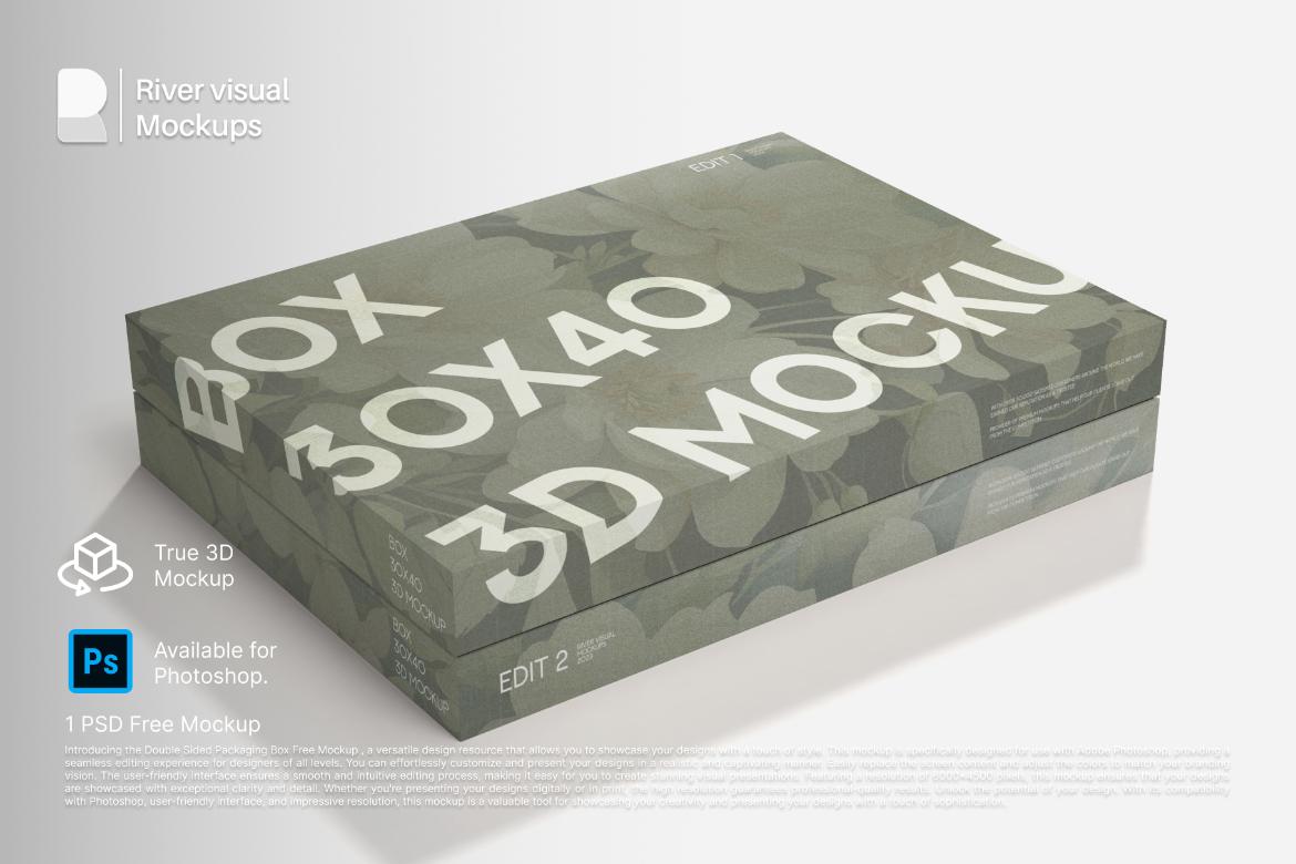 Box With Lid 30x40 Free 3D Mockup