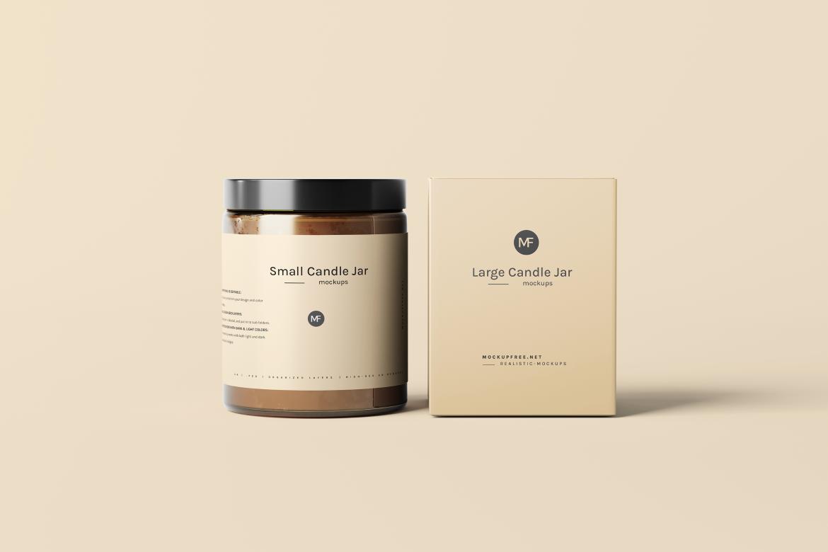 Small Candle Jar with Box Mockups