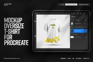 4 Mockups Oversize T-shirt for Procreate
