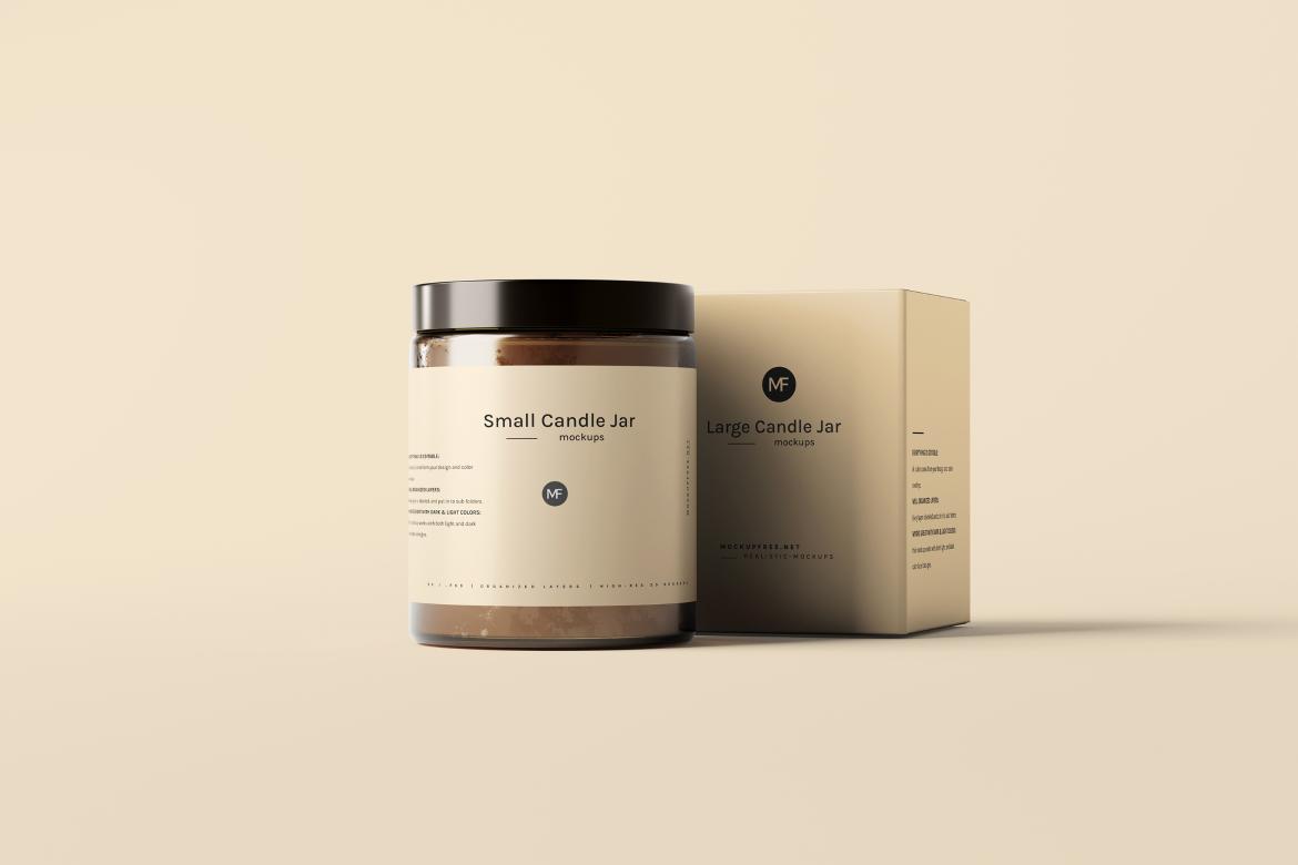 Small Candle Jar with Box Mockups