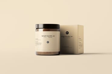 Small Candle Jar with Box Mockups