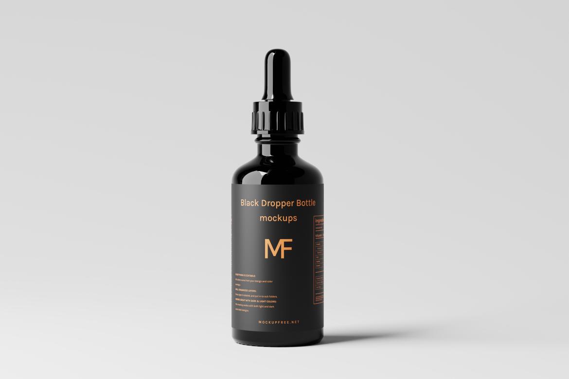 Black Dropper Bottle Mockups
