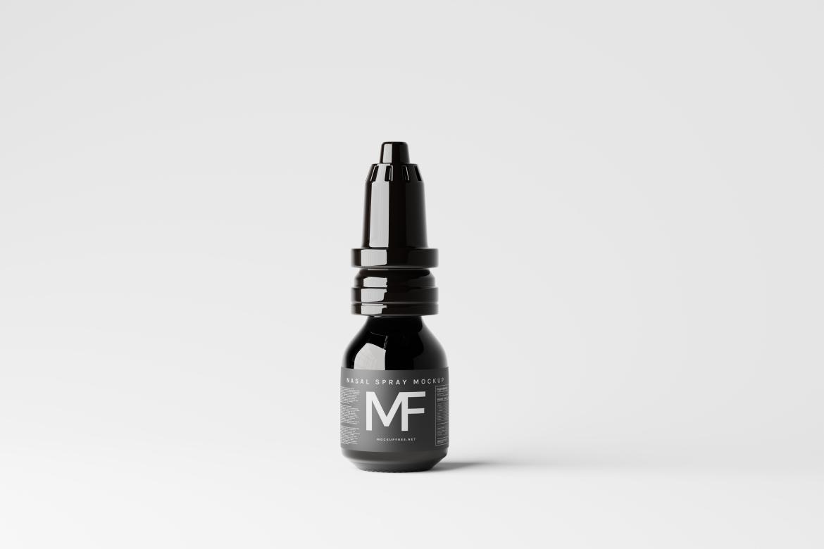 Shiny Black Nasal Spray Bottle Mockup Collection