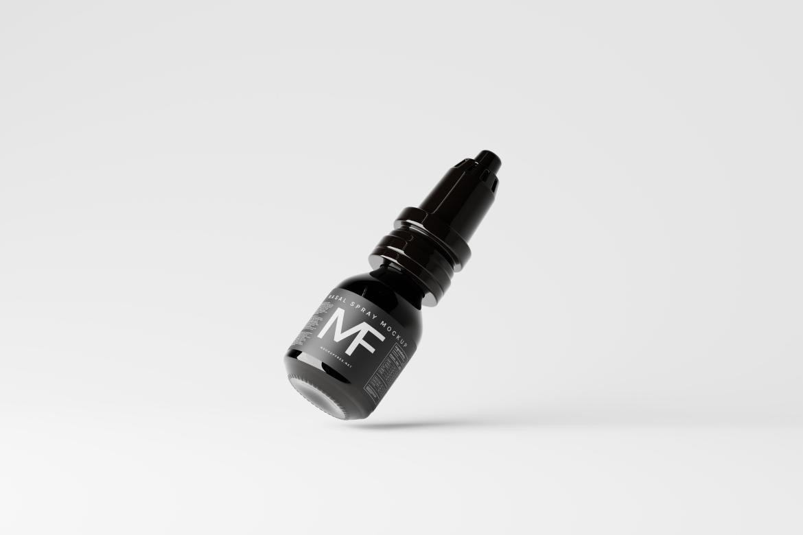 Shiny Black Nasal Spray Bottle Mockup Collection