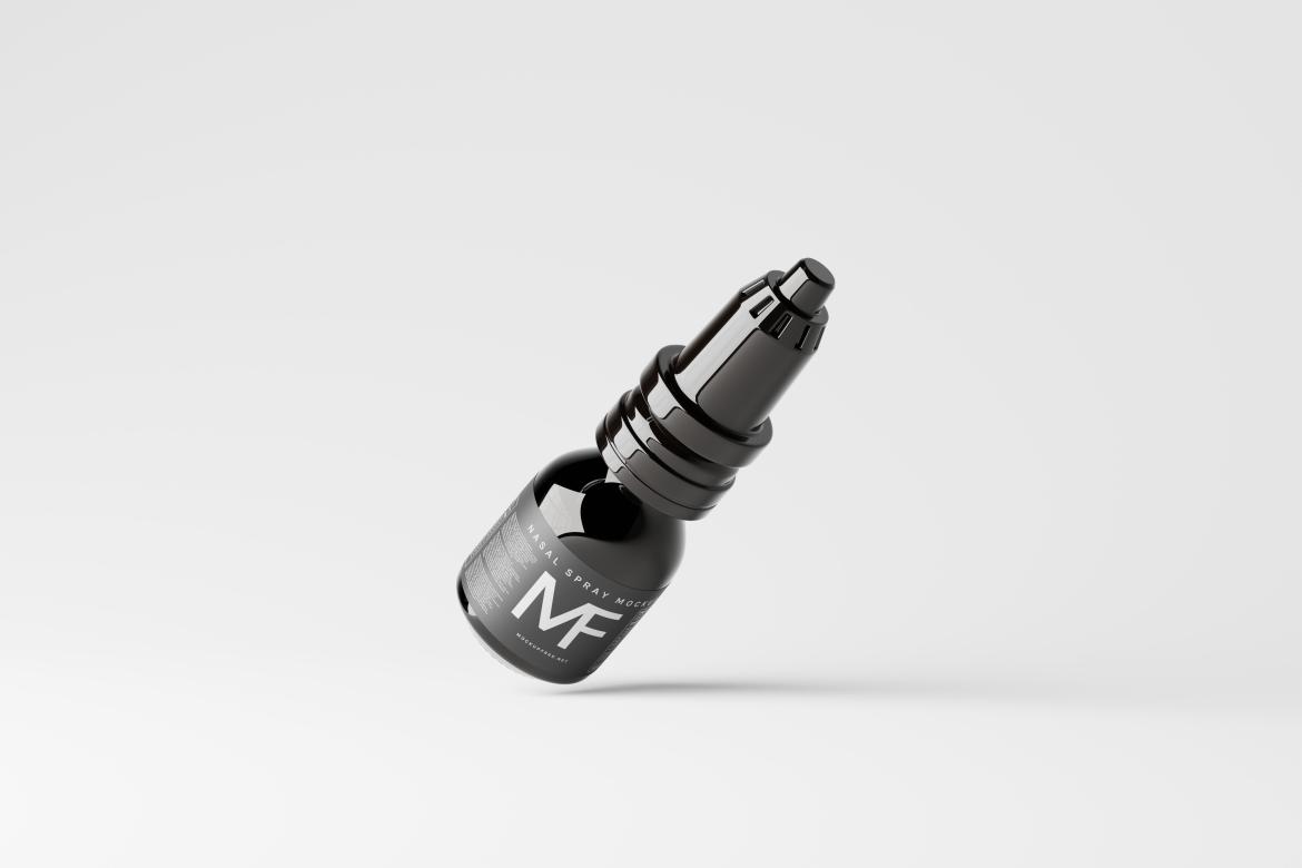 Shiny Black Nasal Spray Bottle Mockup Collection