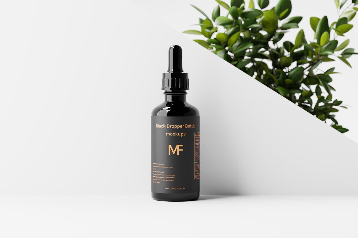 Black Dropper Bottle Mockups