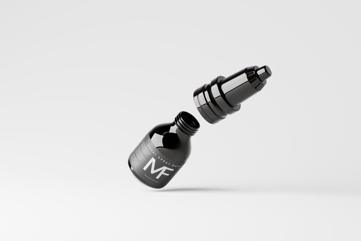 Shiny Black Nasal Spray Bottle Mockup Collection