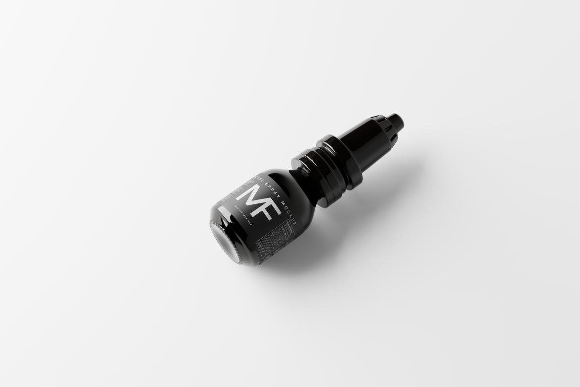 Shiny Black Nasal Spray Bottle Mockup Collection