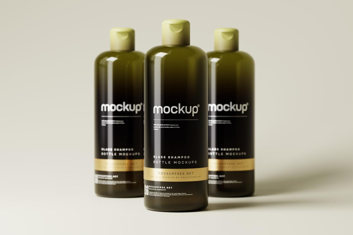 Glass Shampoo or Body Wash Bottle Mockups