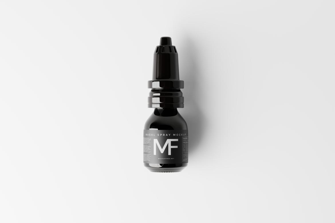 Shiny Black Nasal Spray Bottle Mockup Collection