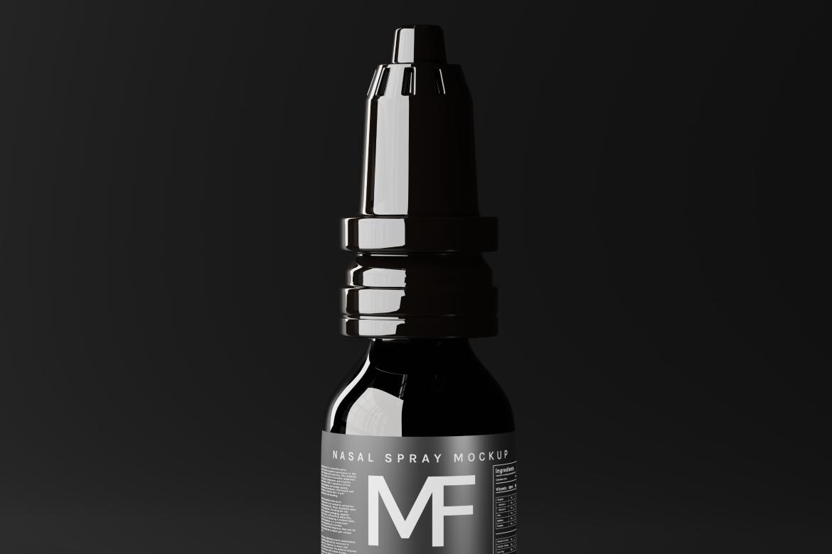 Shiny Black Nasal Spray Bottle Mockup Collection