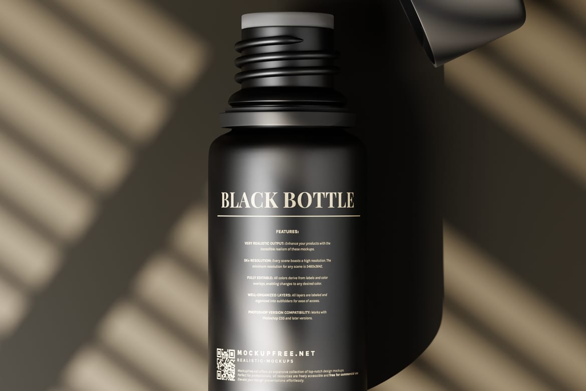 Cosmetic Black Bottle Mockups