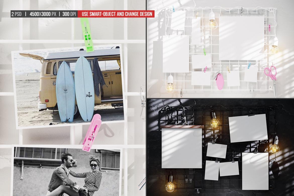 Wire Wall Metal Moodboard Mockup