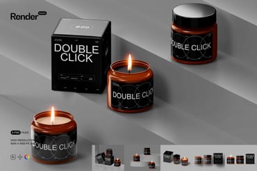 Amber Glass Candle Mockup Set