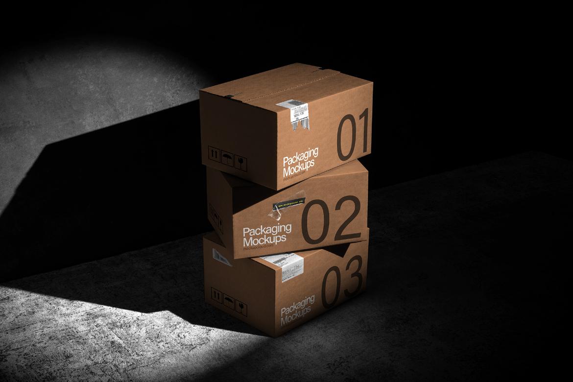 Packaging Boxes Mockup Scene