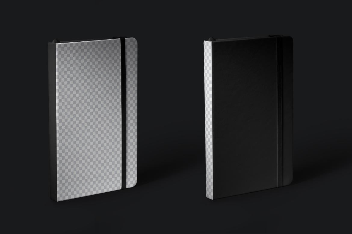 6 Mockups of Classic Notebook with Band and Hard Cover vol.2