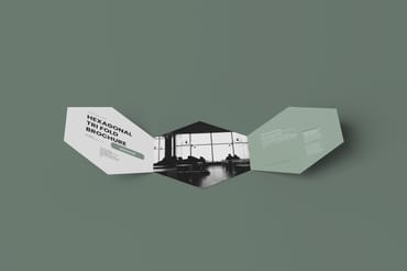 Hexagonal Tri Fold Brochure Mockups