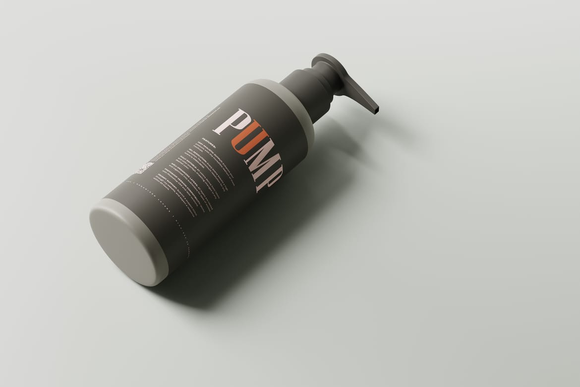 Greige Plastic Pump Bottle Mockup Set