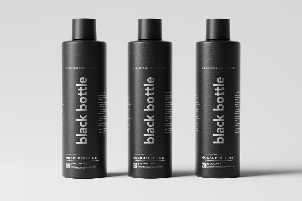 Black Matte Plastic Bottle Mockups