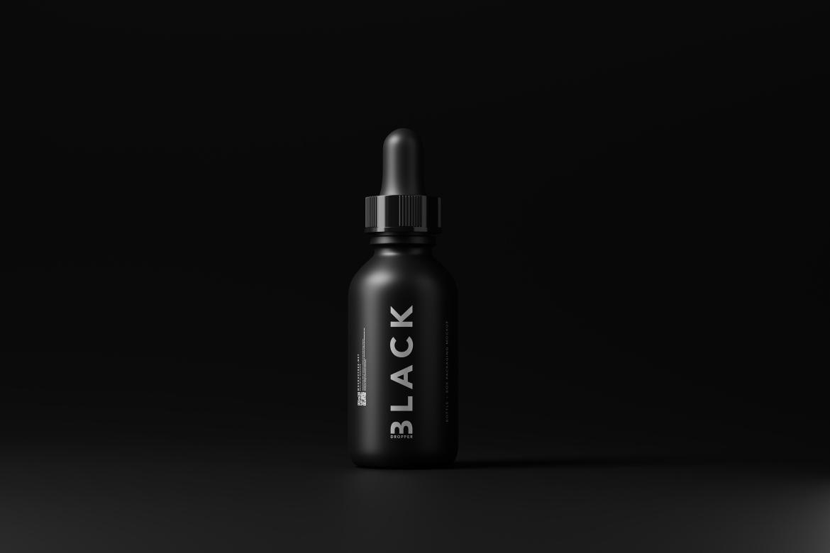 Black Dropper Bottle + Box Mockups