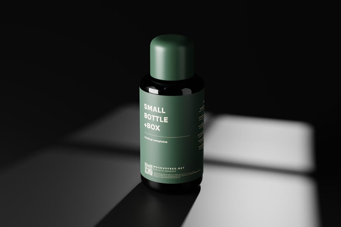 Small Liquid Bottle and Box Mockups