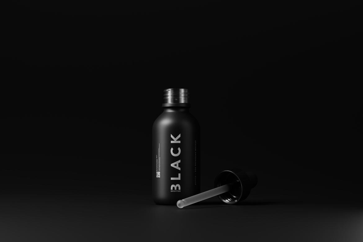 Black Dropper Bottle + Box Mockups