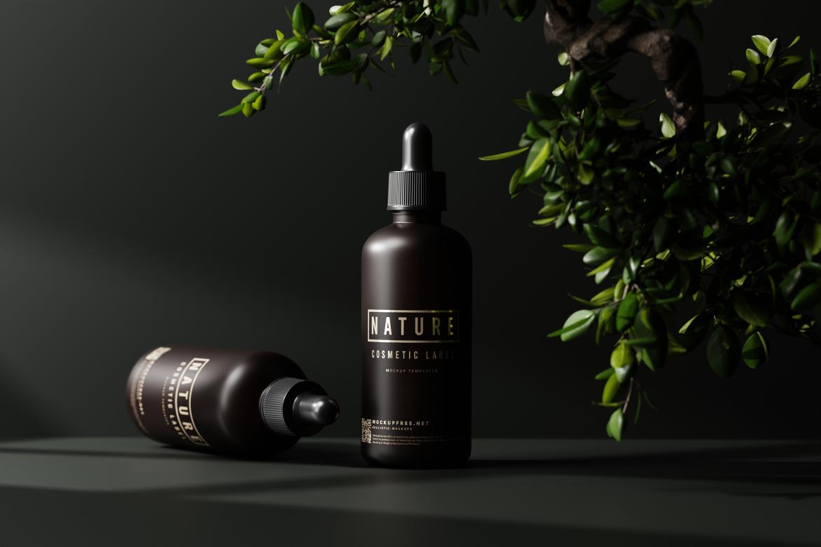Dropper Bottle Mockups with Nature Theme