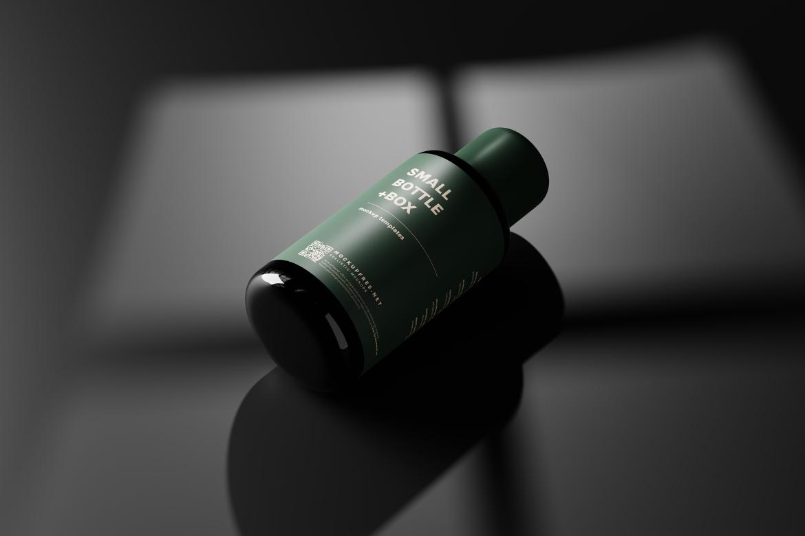 Small Liquid Bottle and Box Mockups