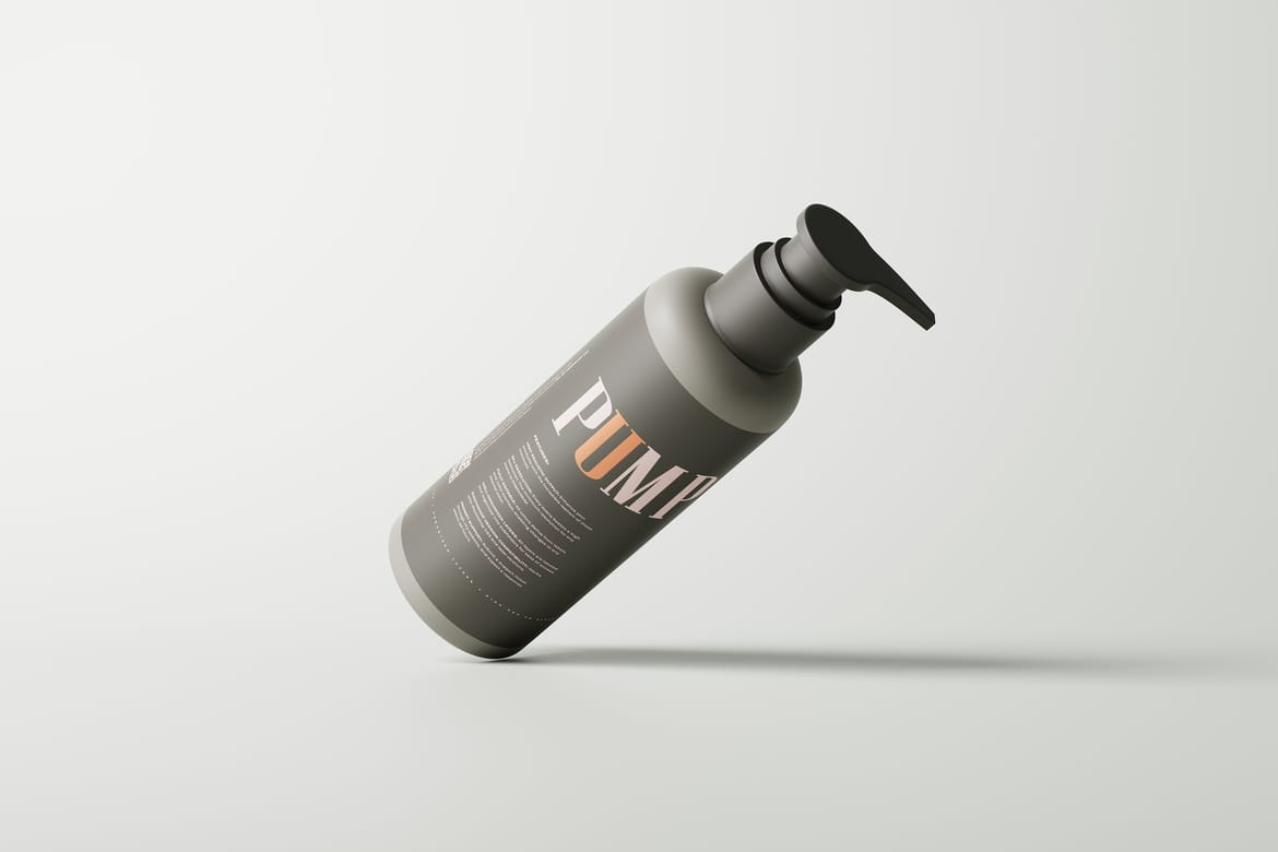 Greige Plastic Pump Bottle Mockup Set