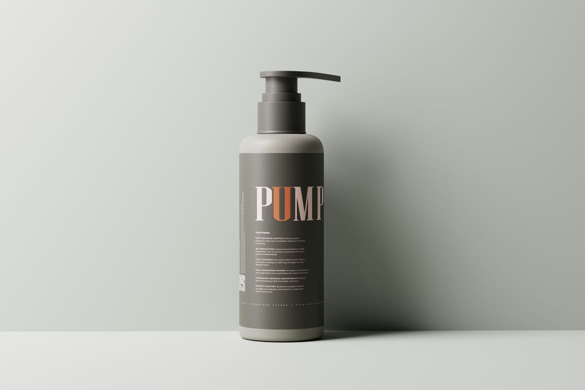 Greige Plastic Pump Bottle Mockup Set