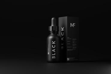 Black Dropper Bottle + Box Mockups