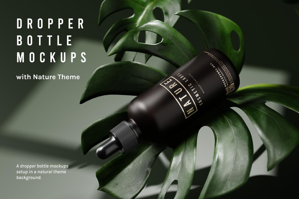 Dropper Bottle Mockups with Nature Theme