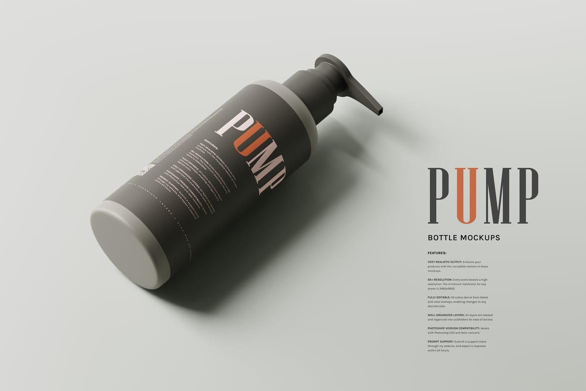 Greige Plastic Pump Bottle Mockup Set