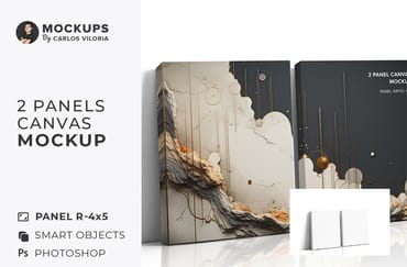 Side Leaning 2 Panel Canvas Ratio 4x5 Mockup – 1.5 In