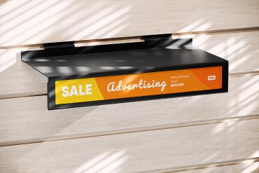 Store Shelf with Advertising Field Mockup