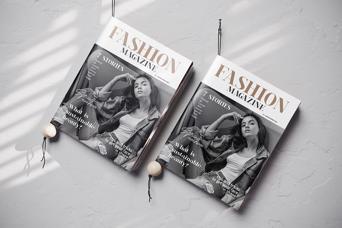 Hanging Magazine on Cord Holder Mockup