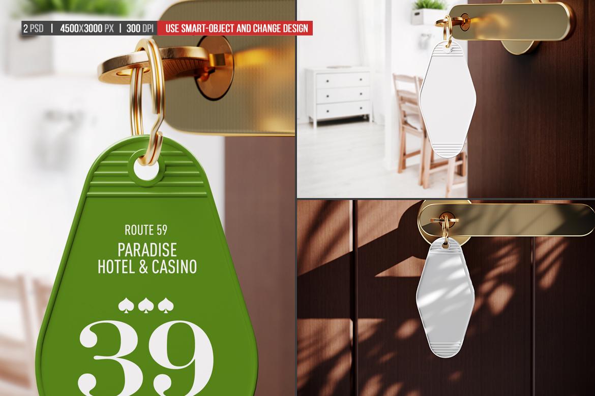 Hanging Hotel Key Chain Mockup
