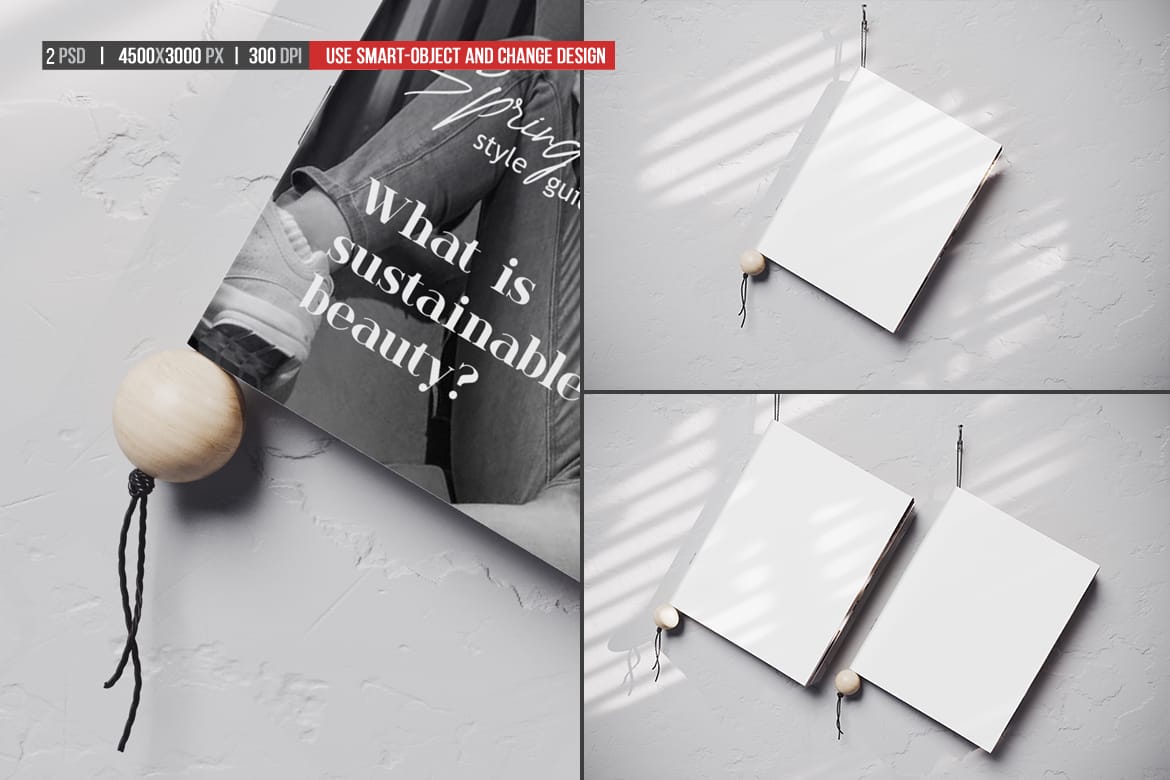 Hanging Magazine on Cord Holder Mockup