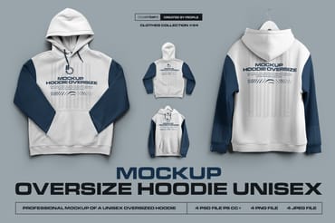 4 Mockups Unisex Oversize Hoodie