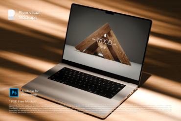 Wood Macbook Pro 16 Mockup