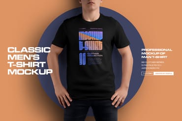  5 Mockups Man T-Shirt
