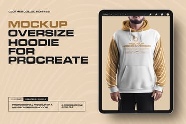 4 Mockups Oversize Hoodie. Front, Back and Side View for Procreate