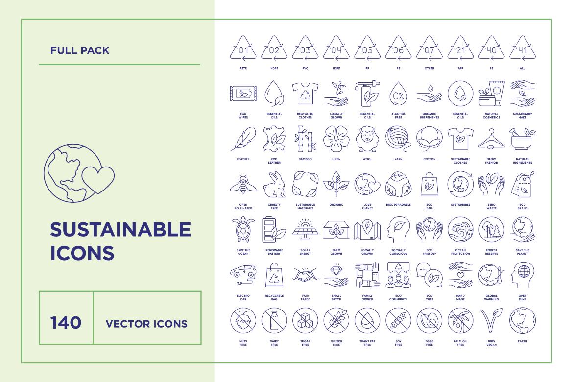 Sustainable Line Icon Set