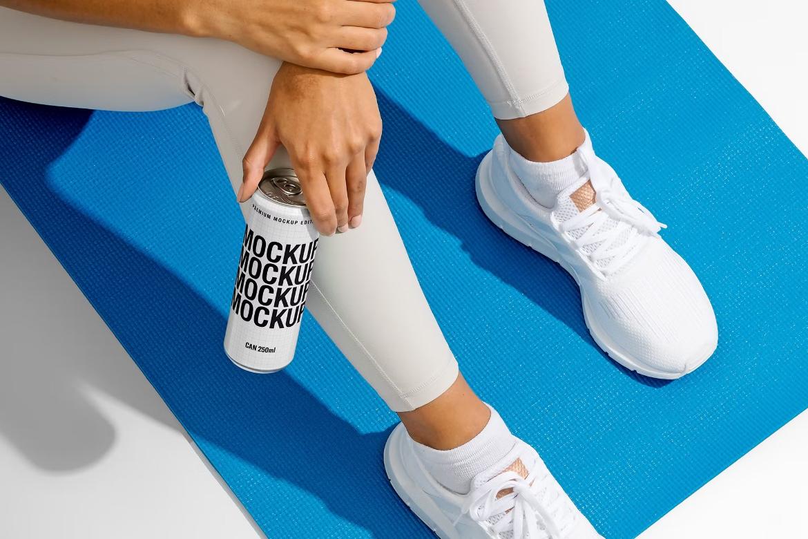 Drink Can Mockup - Workout Scene