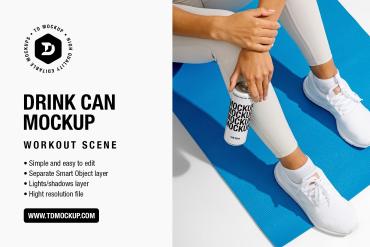 Drink Can Mockup - Workout Scene