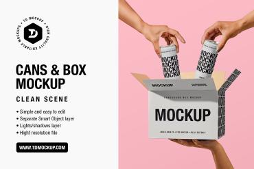 Cans and a Box - Mockup