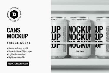 Cans Mockup - Fridge Scene