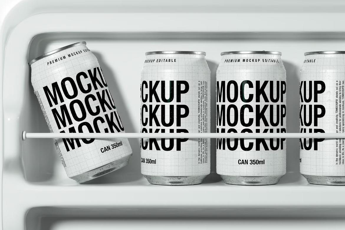 Cans Mockup - Fridge Scene
